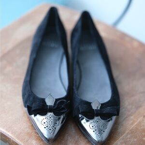 Stuart Weitzman Black and Silver Flats